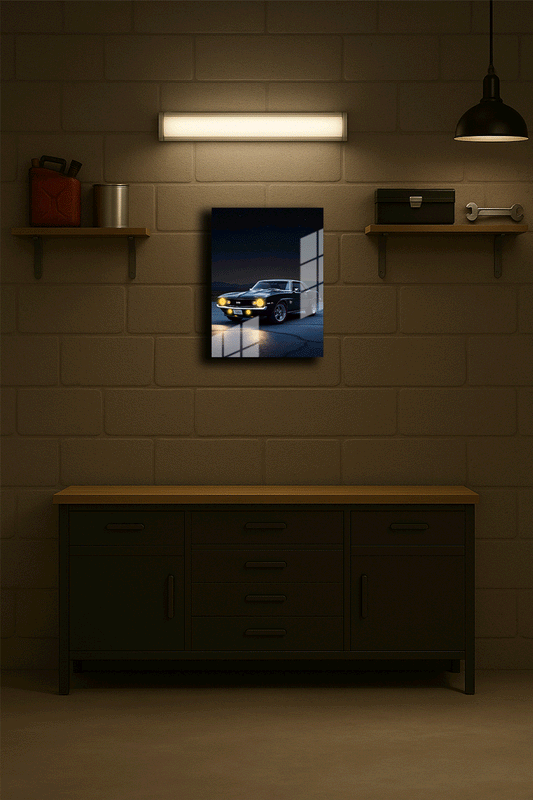 "Klasik Tarz Araba" Işıklı Metal Poster (Premium Kalite)