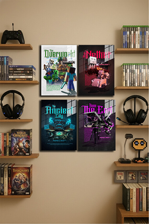 "Minecraft" Baskılı 4 Adet Metal Poster 20x30cm ( Premium Kalite)