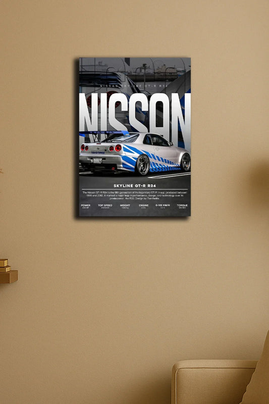 "NISSAN GT-R34" Baskılı Metal Poster" (Premium Kalite)