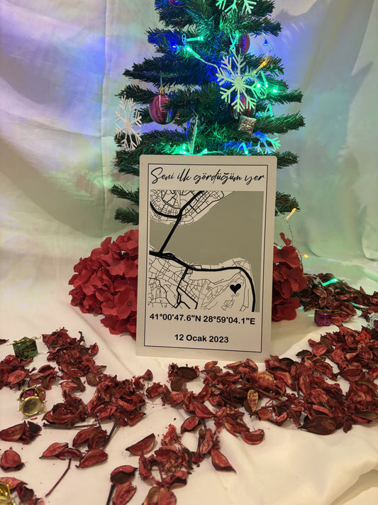 "Onu İlk Gördüğün Yer" Baskılı Metal Poster 20x30 CM (Sevgililer Günü Özel)