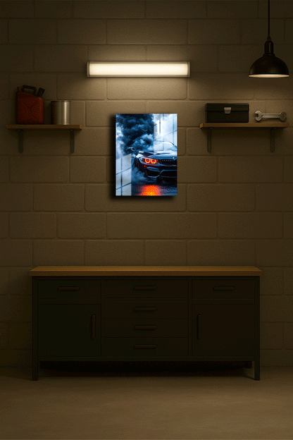 "BMW" Işıklı Metal Poster, Siyah (Premium Kalite)