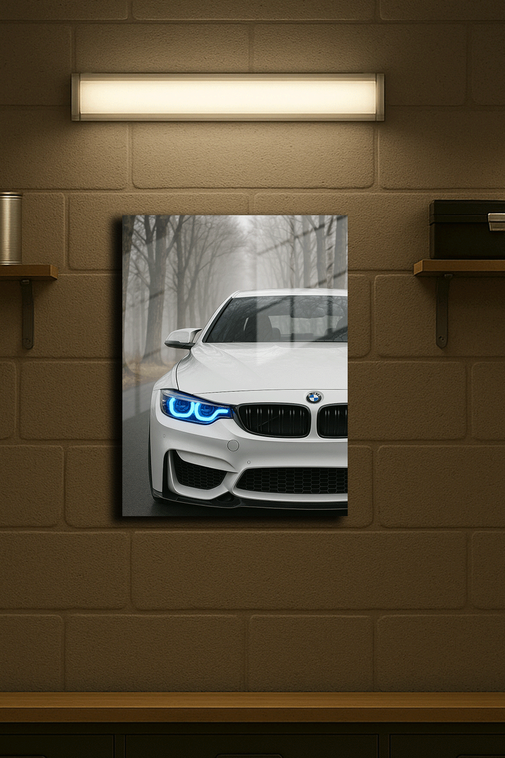"BMW" Işıklı Metal Poster (Premium Kalite)
