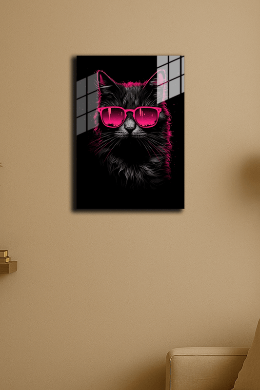 "Siyah Neon Kedi" Baskılı Metal Poster (Premium Kalite)