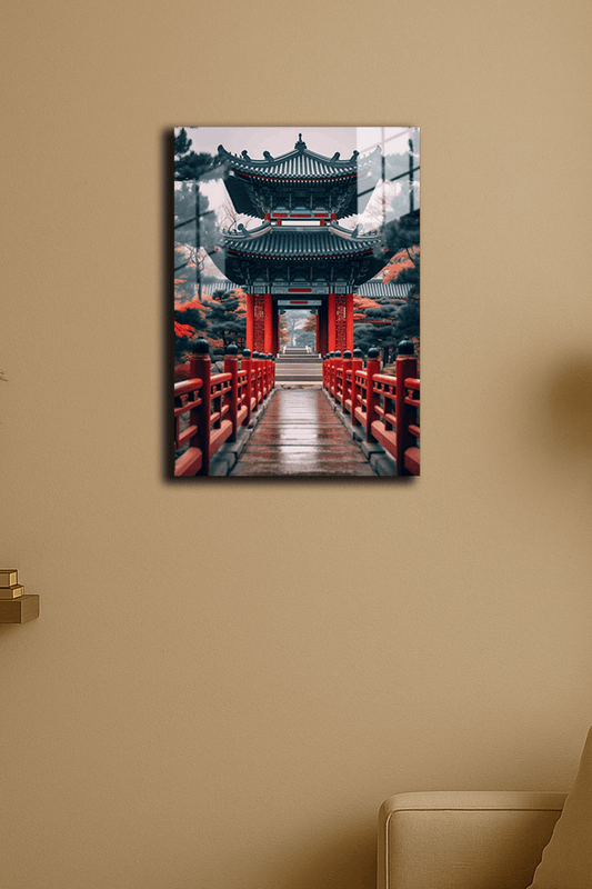 "Kırmızı Tapınak Yolu" Baskılı Metal Poster (Premium Kalite)