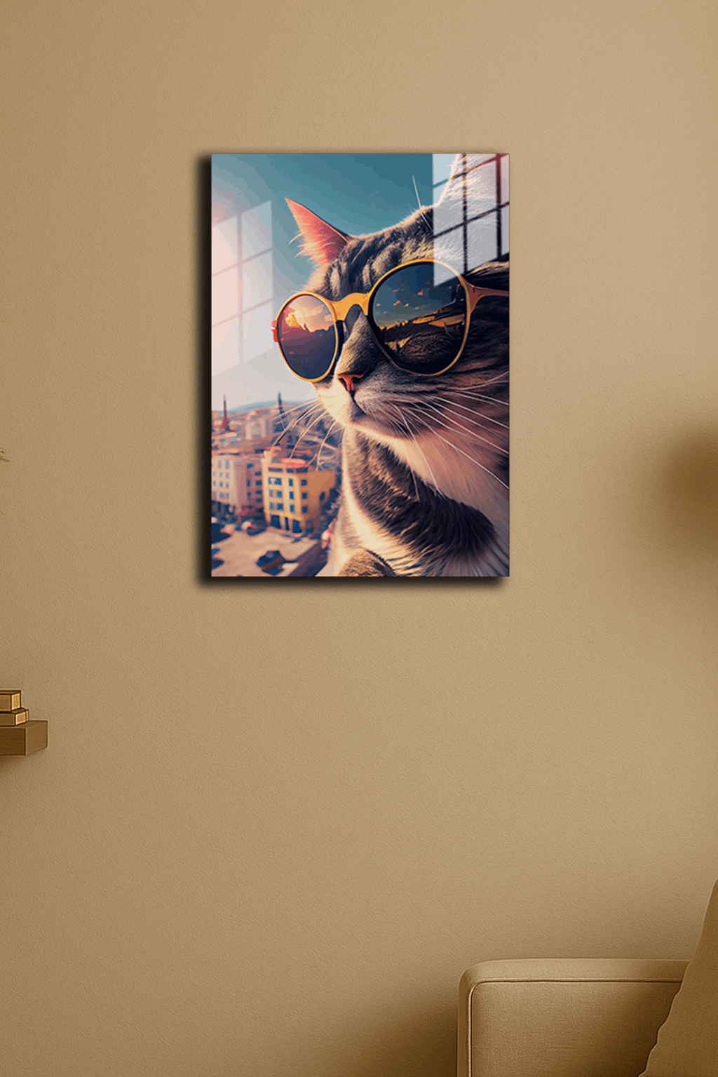 "Cool Kedi" Baskılı Metal Poster (Premium Kalite)