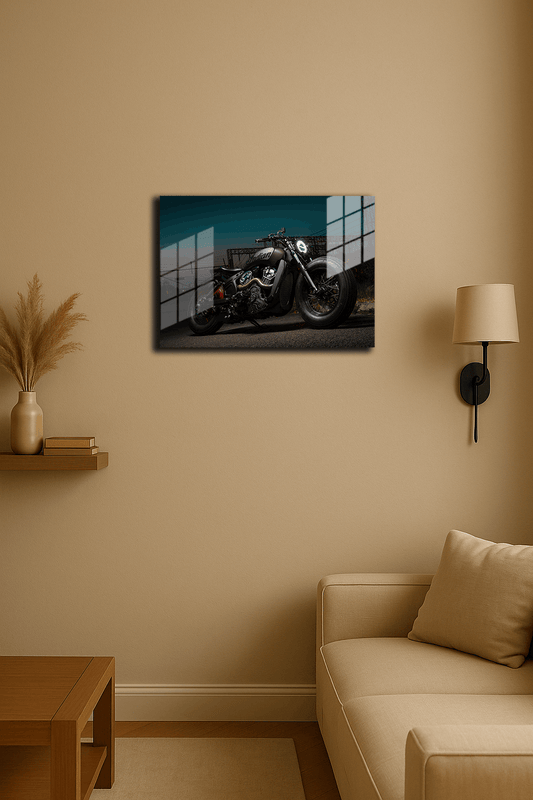 "Siyah Motosiklet" Baskılı Metal Poster (Premium Kalite)