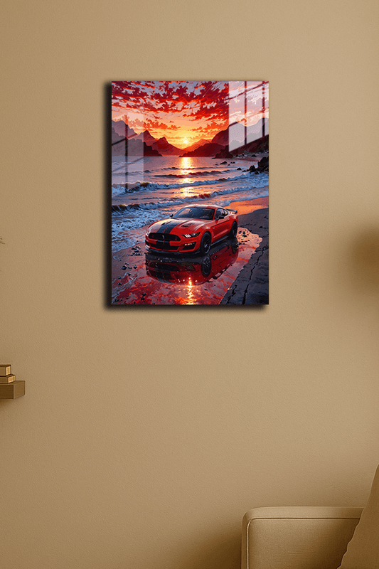 "Kırmızı Spor Araba" Baskılı Metal Poster (Premium Kalite)