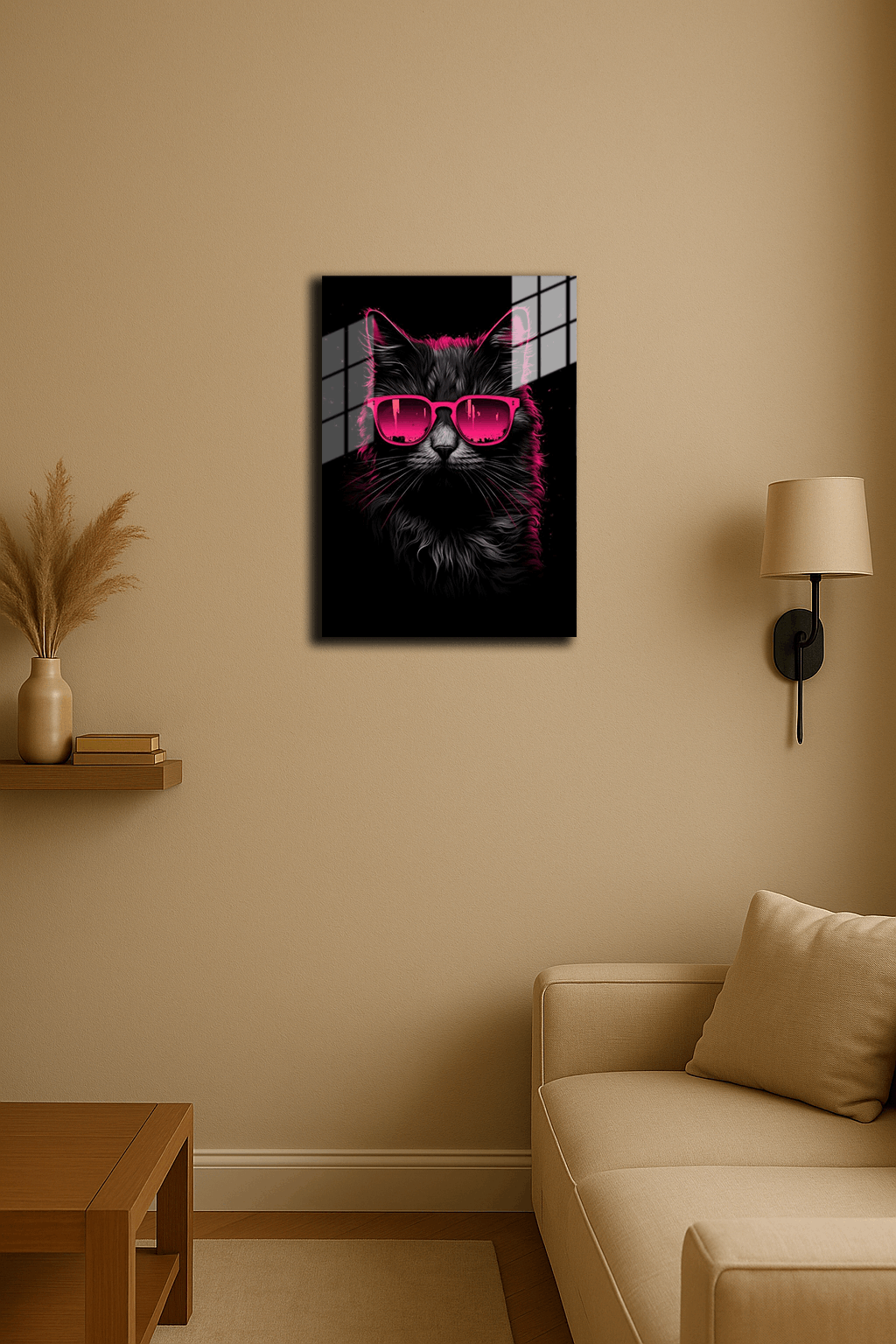 "Siyah Neon Kedi" Baskılı Metal Poster (Premium Kalite)