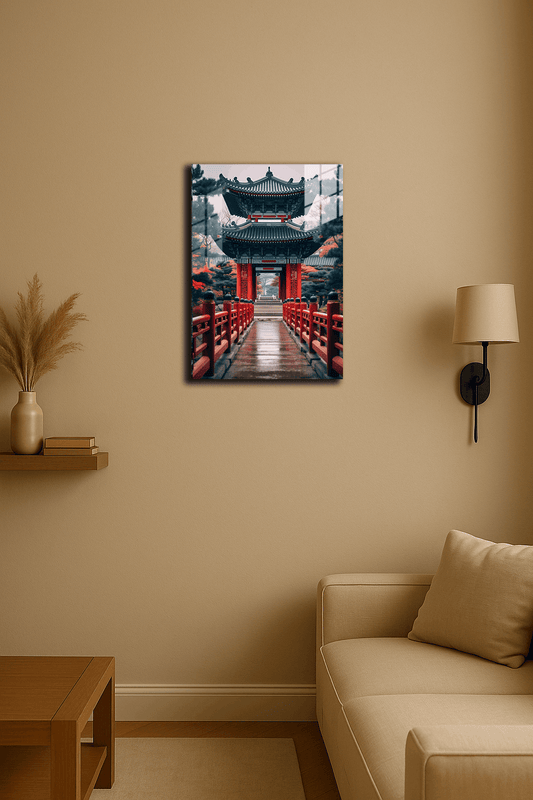 "Kırmızı Tapınak Yolu" Baskılı Metal Poster (Premium Kalite)