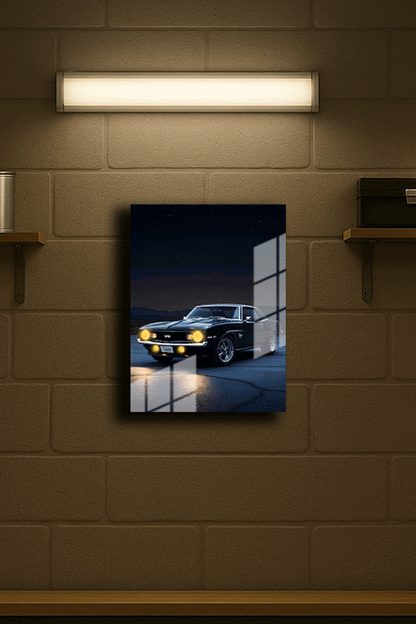 "Klasik Tarz Araba" Işıklı Metal Poster (Premium Kalite)