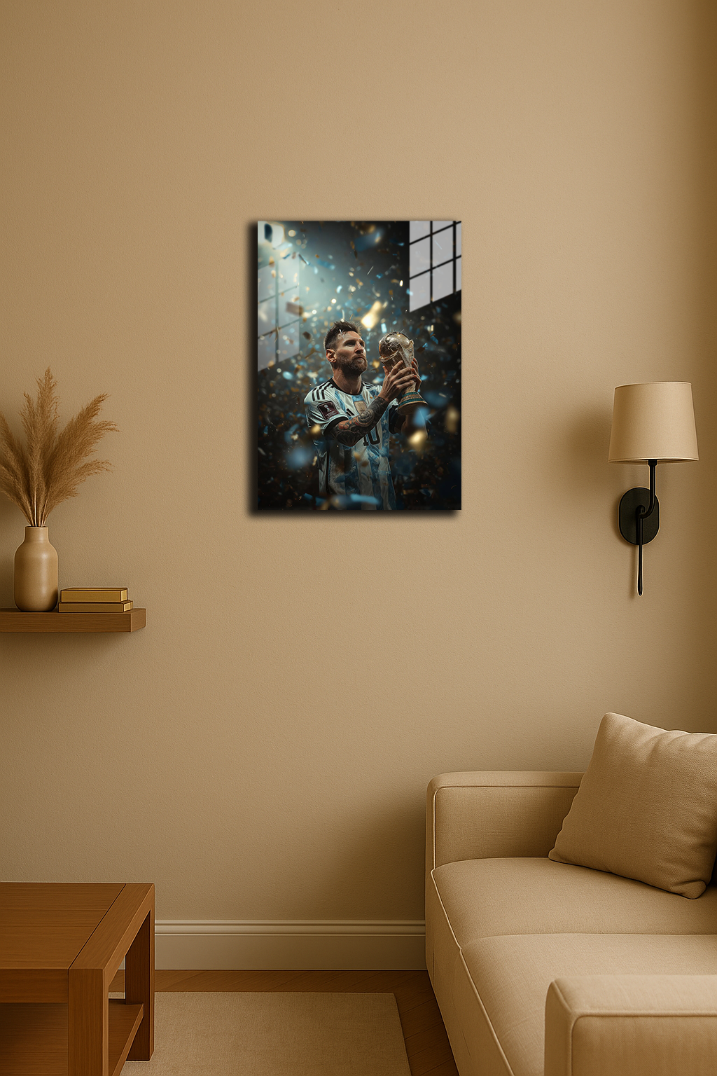 "Lionel Messi Champions" Baskılı Metal Poster  (Premium Kalite)