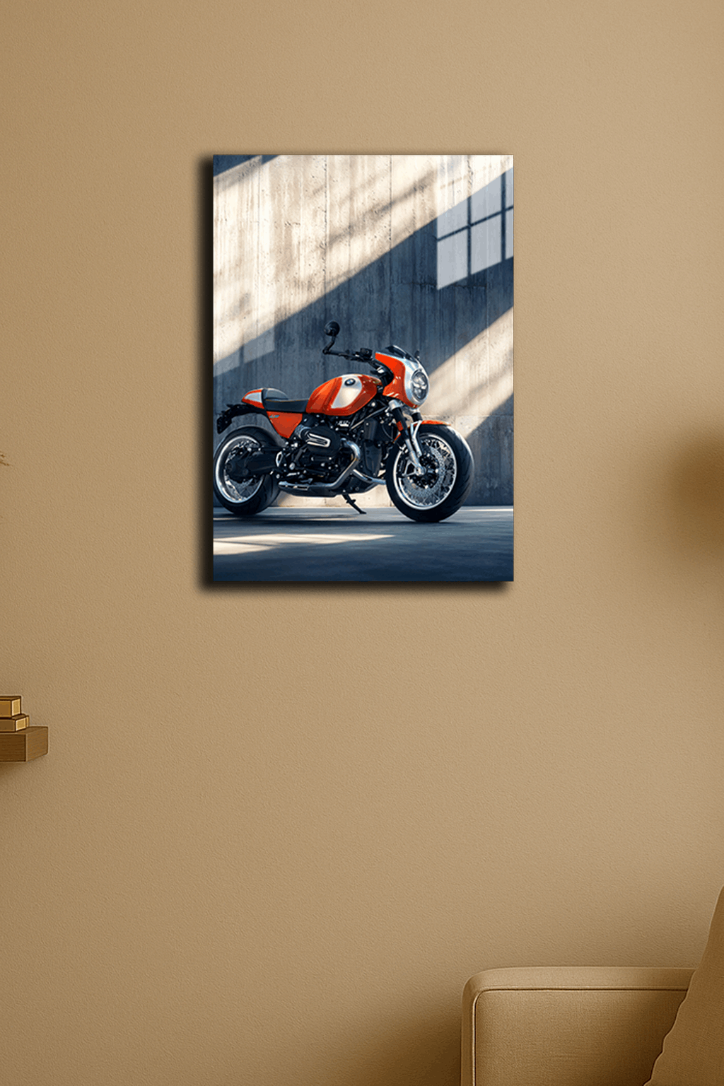 "Turuncu Motosiklet" Baskılı Metal Poster (Premium Kalite)